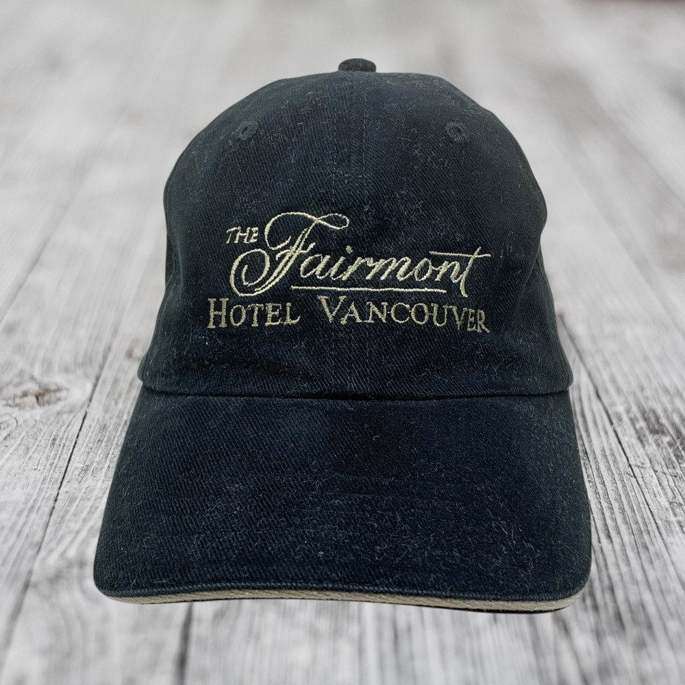 Vintage The Fairmont Hotel Vancouver Black Strapback Hat Cap Made in USA